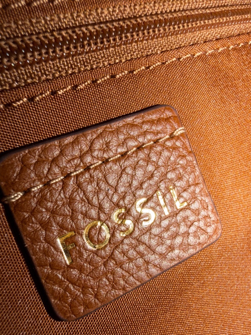 Fossil Pebbled Leather Crossbody in Cognac Brown - Picture 6 of 8